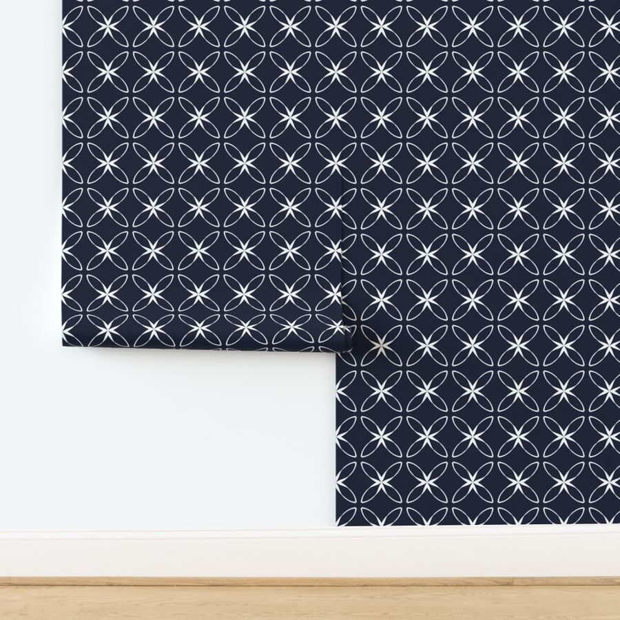 Navy Blue and white geometric mid century modern inspired