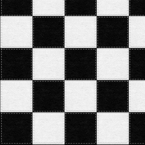 Felt Look with Stitching Black and White Checkerboard