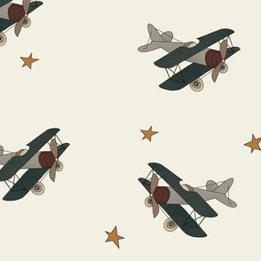Vintage Airplanes with Stars 
