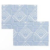 cornflower blue geometric pattern on white - small scale
