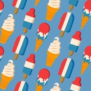 Sweet Summer - I Scream - Retro Ice Cream + Popsicles - Blue