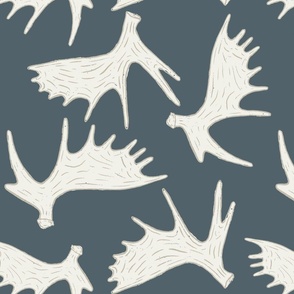 Moose Antlers - Charcoal Grey & Cream (Large scale)