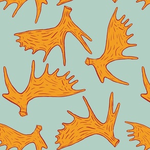 Moose Antlers - Mint Green & Orange (Large scale)