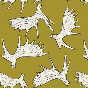 Moose Antlers - Olive Green & Cream (Large scale)