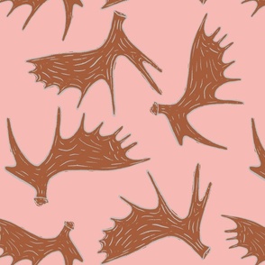 Moose Antlers - Pink & Brown (Large scale)