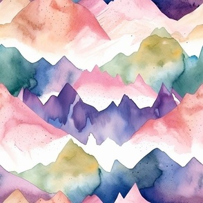 Mountains Landscape Watercolor Pastel