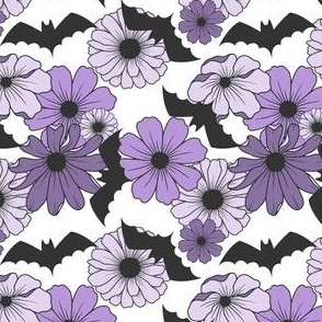 Halloween Flowers and Bats