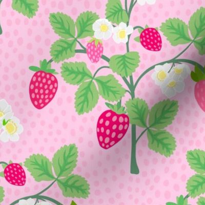 Strawberries and polka dots on pink 10.48”
