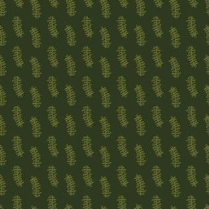 Festive Minimalist Olive Green Hand-Drawn leaf on Forest Green Background Tiny