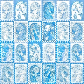 Horse Stamp Collection, Sea Blue