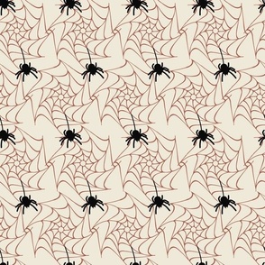 Medium // Spooky Spinners: Halloween Spiders and Spider Webs - Cream
