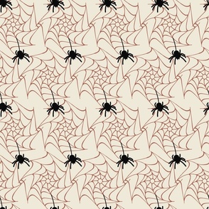 Large // Spooky Spinners: Halloween Spiders and Spider Webs - Cream