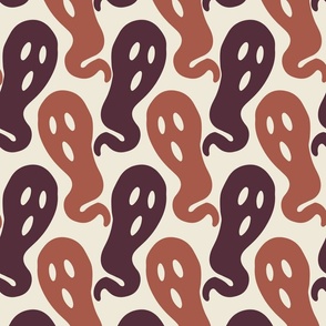 Large // Ghostly Haunts: Spooky Halloween Ghosts - Pink & Purple on Cream