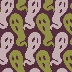 Medium // Ghostly Haunts: Spooky Halloween Ghosts - Purple & Green
