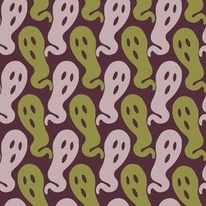 Small // Ghostly Haunts: Spooky Halloween Ghosts - Purple & Green