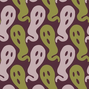 Large // Ghostly Haunts: Spooky Halloween Ghosts - Purple & Green