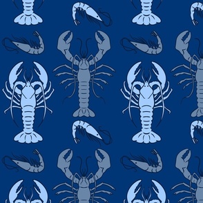 Turquoise Lobster on Blue Background 