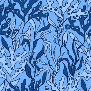 Blue & Turquoise Ocean Seaweed - Nautical Print