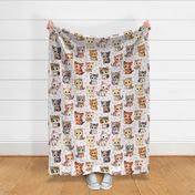 Cute Adorable Little Kitty Cats with Bows Polka Dots Gray on White Large