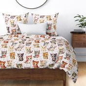 Cute Adorable Little Kitty Cats with Bows Polka Dots Gray on White Large