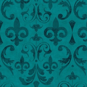 Vintage Damask Velvet Reverie Elegant Nostalgic Pattern In Turquoise
