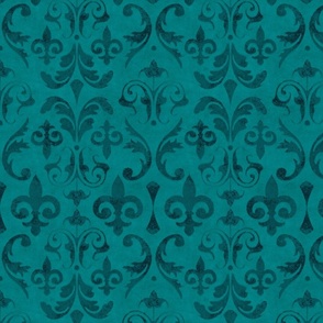 Vintage Damask Velvet Reverie Elegant Nostalgic Pattern In Turquoise  Smaller Scale