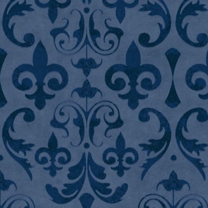 Vintage Damask Velvet Reverie Elegant Nostalgic Pattern In Midnight Blue