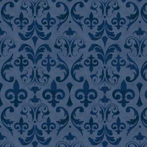 Vintage Damask Velvet Reverie Elegant Nostalgic Pattern In Midnight Blue Smaller Scale