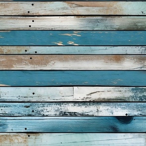 Weathered Nautical Blue Wood Beach House Horizonal Slats Peeling Paint Aged