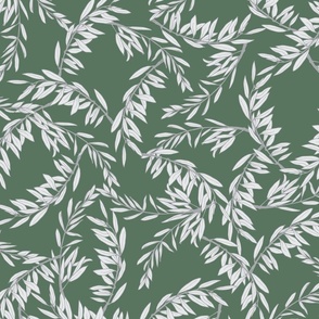 Olive branches - Sea Green, grey and white
