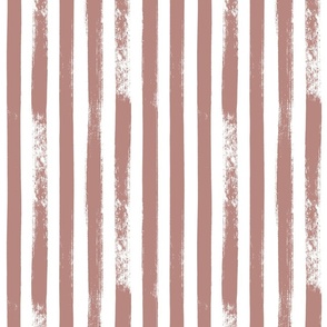 Painted Stripes - Terracotta Pink and White