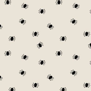 4.5x4.5 Little Spiders Black on Taupe Oat Beige Cream Halloween and Fall