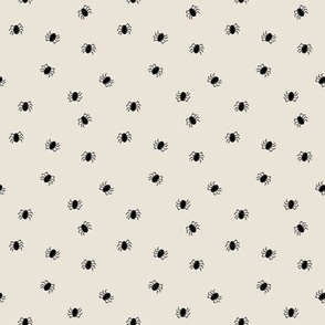 Mini Micro 2.67x2.67 Little Spiders Black on Taupe Oat Beige Cream Halloween and Fall