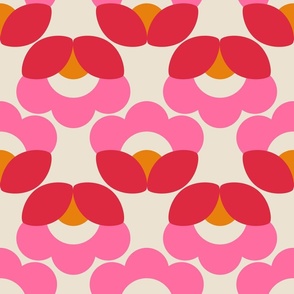 Pink And Red Floral Geometry
