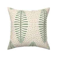 Large Luca Leaf and Dots - Cream/Sage