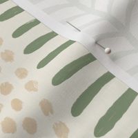 Large Luca Leaf and Dots - Cream/Sage