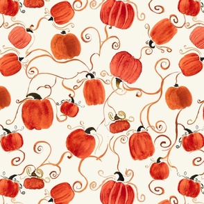 Pumpkins-on-vines 16x16