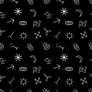 Witches Runes White and Black Pattern