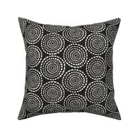 Mosaic Circles | Creamy White, Raisin Black | Black and White Handdrawn Geometric