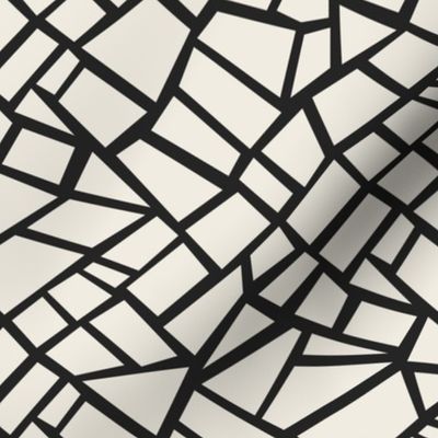 Mosaic Shapes | Creamy White, Raisin Black | Geometric 