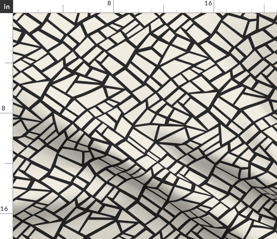 Mosaic Shapes | Creamy White, Raisin Black | Geometric 