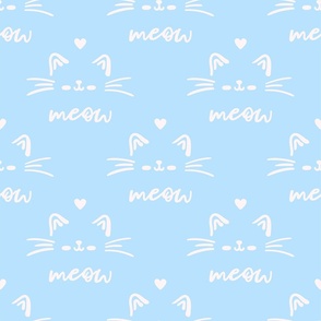 Cute cat face meow pattern