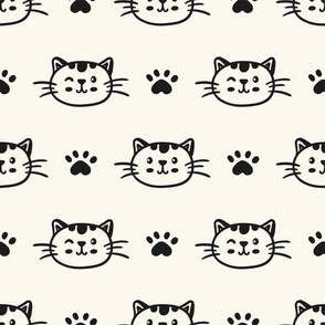 Black cat face with paws pattern