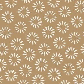 Small Hand drawn Flowers | Creamy White, Lion Gold Yellow Brown 02 | Floral