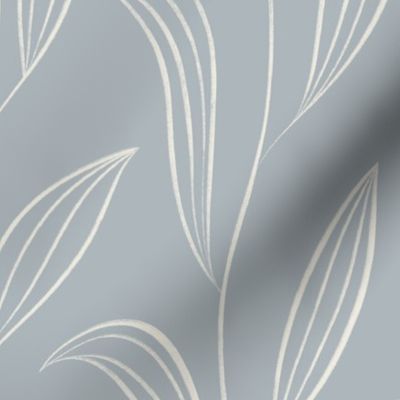 large scale // vines with leaves _ creamy white_ french grey blue 02 _ botanical
