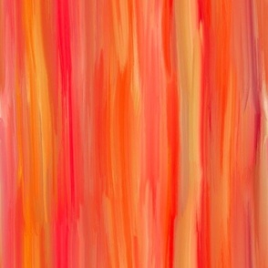 Buttery painterly oil paint brush stroke stripes 12” repeat red, orange and apricot