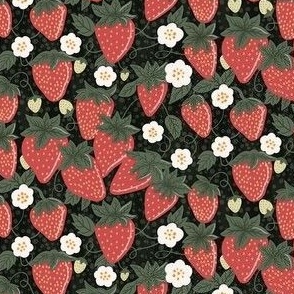 Berry Bliss: Red and Green Strawberry Patch Pattern 4 inch