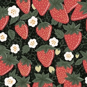 Berry Bliss: Red and Green Strawberry Patch Pattern 10 inch