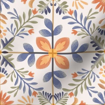 Nostalgic vintage tile orange medium 16"