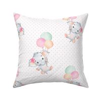Little Floating Elephants – Baby Girl Nursery Pattern, Girl Elephant Fabric (pink dot)